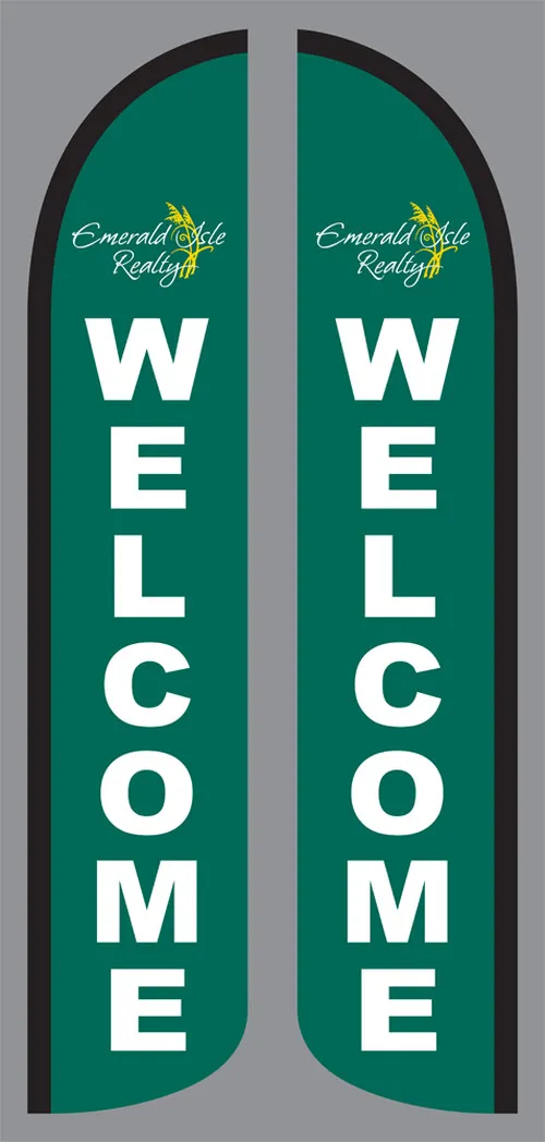 Custom Emerald Isle Welcome Double sided feather flag - flag only no hardware