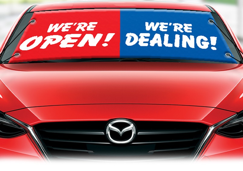 We Are Open Windshield Banner