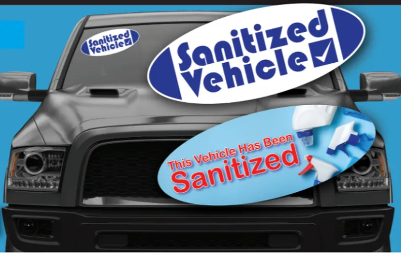 Sanitized Oval Windshield Stickers #399D