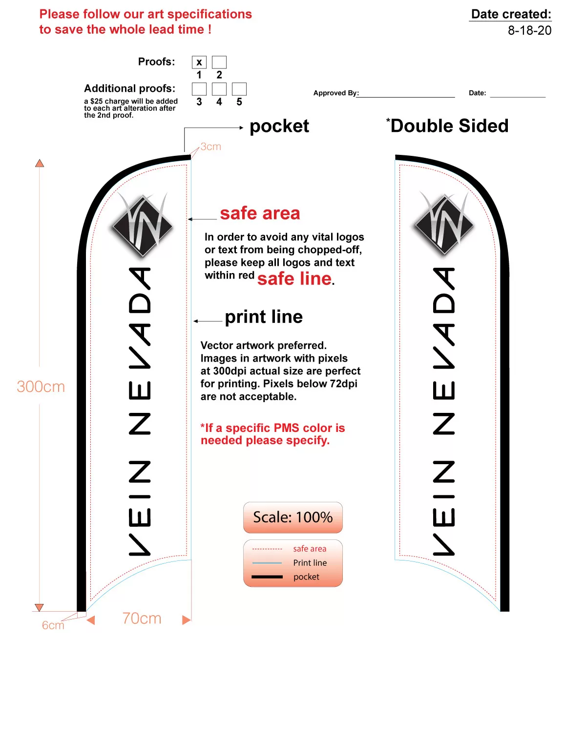 Custom Vein Nevada Med Double-sided Feather Flag Kit With Flag, Flagpole, Ground-spike, & Carry-case