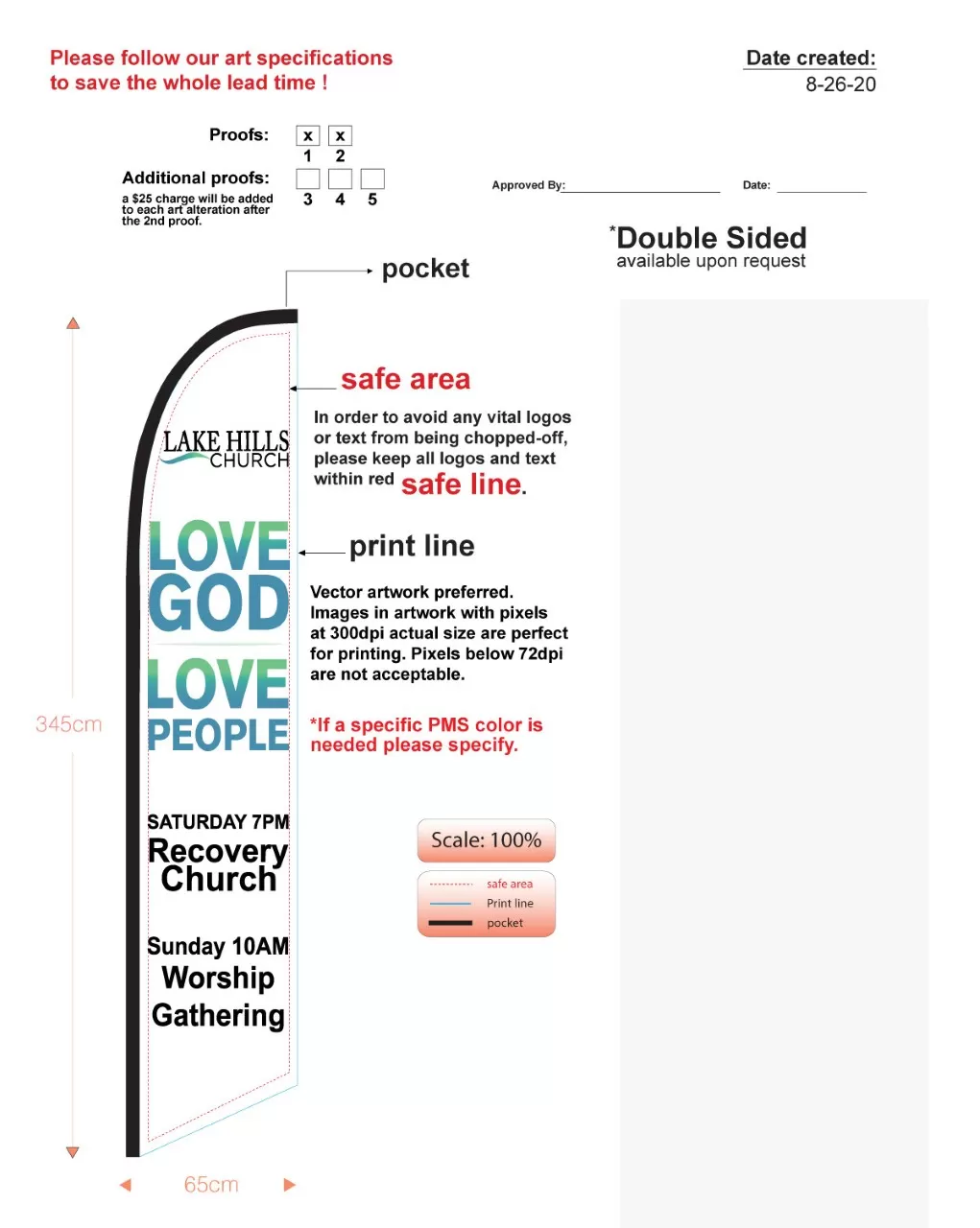 Custom lake hills chuch single sided nsfb-style feather flag kit includes flag, flagpole, & groundspike