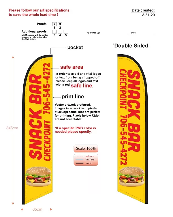 Custom Checkpoint Hamburger single-sided nsfb style Feather Flag
