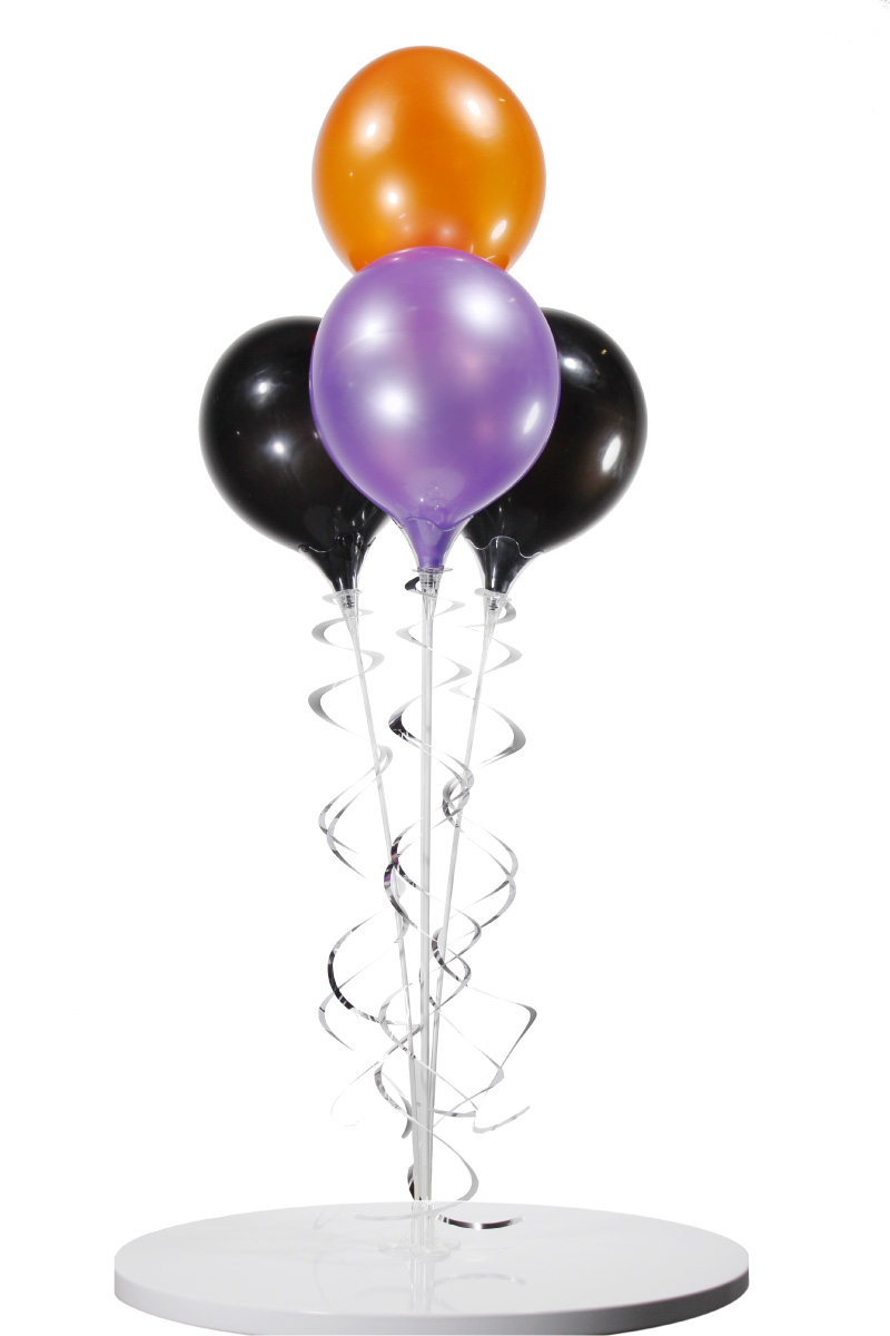 PermaShine tabletop Halloween bouquet with orange, purple and two black balloons