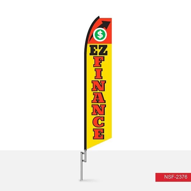 Yellow and red EZ Finance feather flag with a dollar symbol, SF2376
