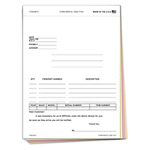 Special Parts Order Forms SPO-4 product preview
