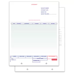Balance-forward LZR-STMT-BF laser statement showing the payment stub, transaction area and gray printed reverse