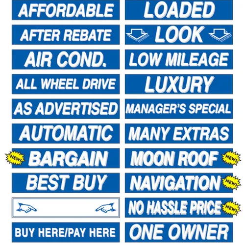 15 inch blue & white sign stickers. ez163