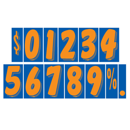 7 1/2 inch Orange & Blue Adhesive Number. ez263