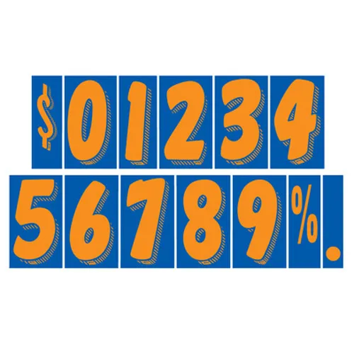7 1/2 inch Orange & Blue Adhesive Number. ez263
