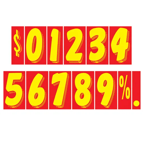 7 1/2 Inch Red & Yellow Adhesive Number. ez136