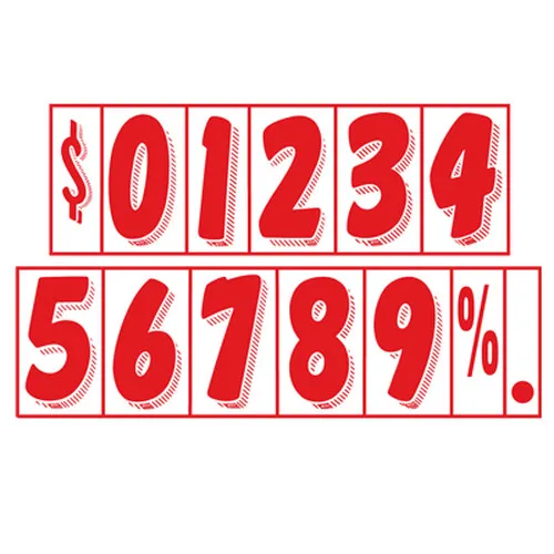 7 1/2 Inch Red & White Adhesive Number. Ez165