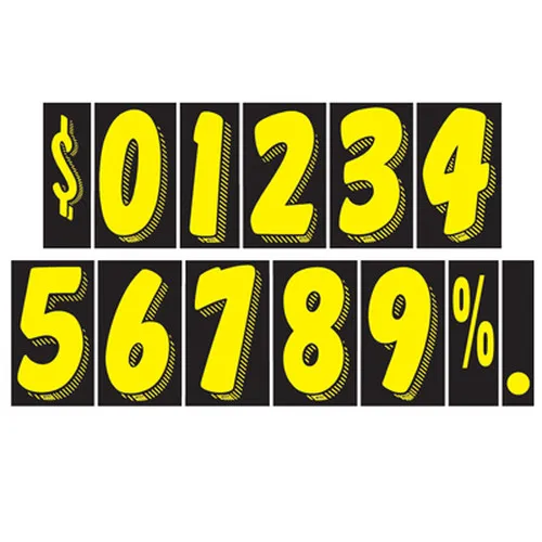 7 1/2 Inch Yellow & Black Adhesive Number ez158