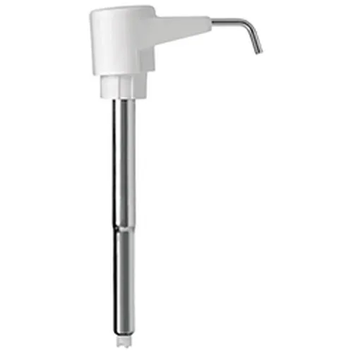 White pump dispenser with a long dip tube for a one-gallon jug