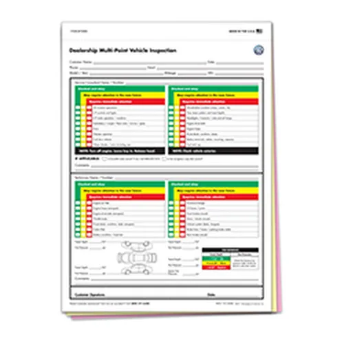 VW MULTI-POINT VEHICLE CHECKUP - 3 PART - QTY. 250