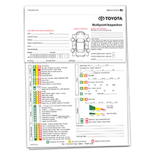 TOYOTA MULTI-POINT VEHICLE CHECKUP - 3 PART - QTY. 250