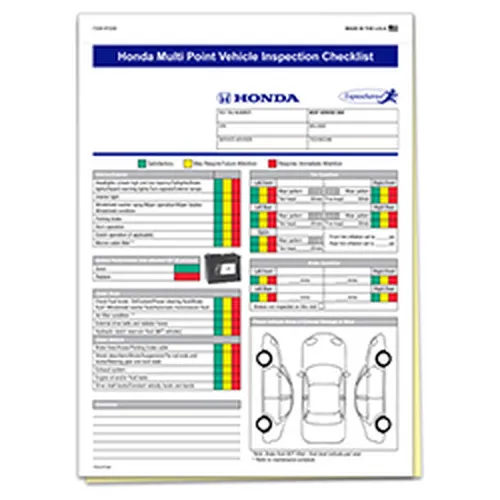 HONDA MULTI-POINT VEHICLE CHECKUP - 2 PART - QTY. 250
