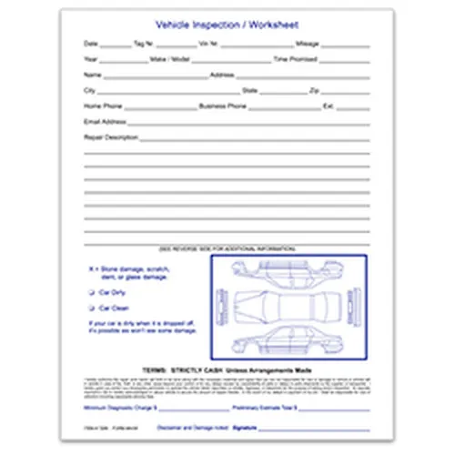 Vehicle Inspection Worksheet AVW product preview