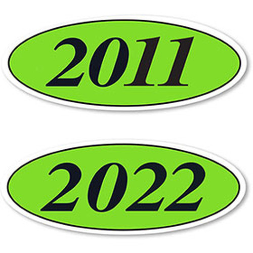 Chartreuse And Black Oval Year Stickers ez198c