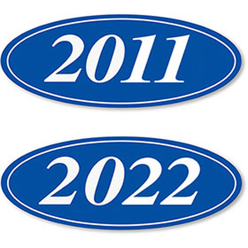 Blue And White Oval Year Stickers EZ198WB