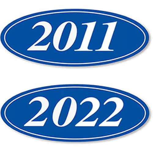 Blue And White Oval Year Stickers EZ198WB