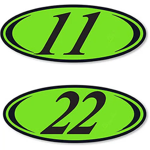 Chartreuse And Black Oval Year Stickers ez225c