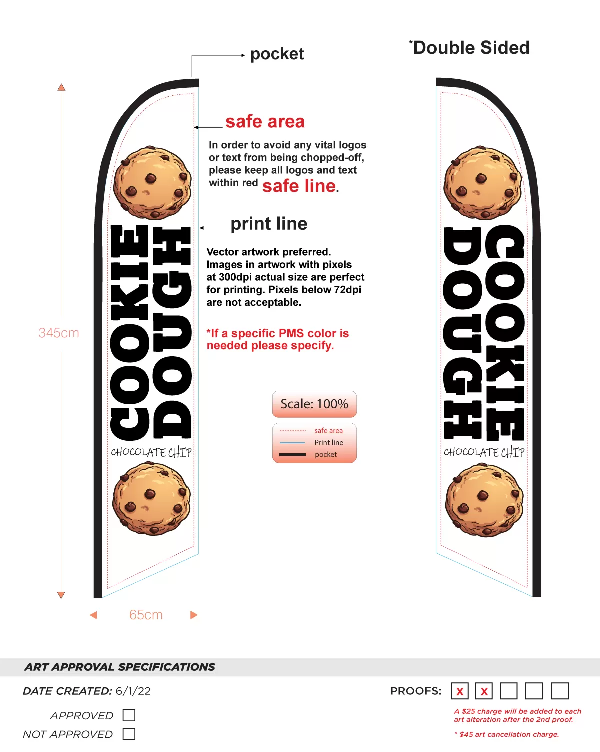 Custom Cookie Dough Double-sided Nsfb style Feather flag