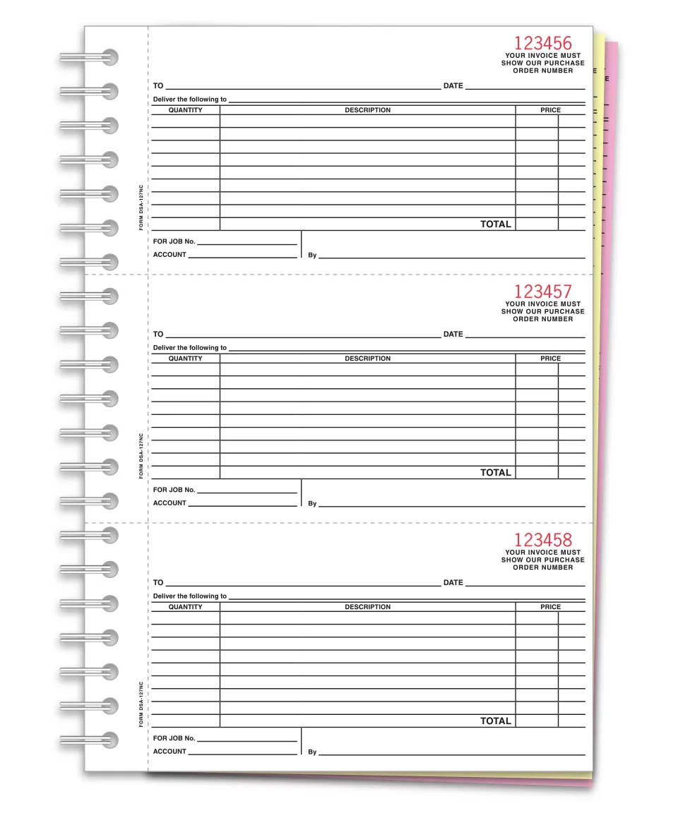Purchase Order Book 3 Part, 150 Per Book #637