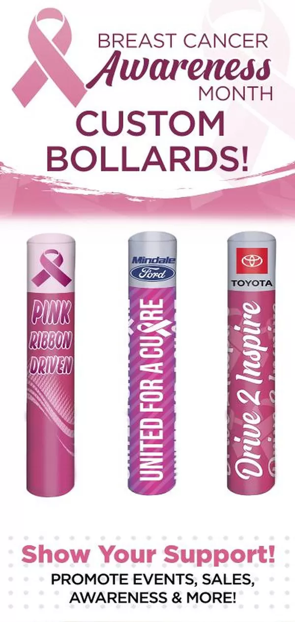 Breast Cancer Awareness decorative bollard cover
