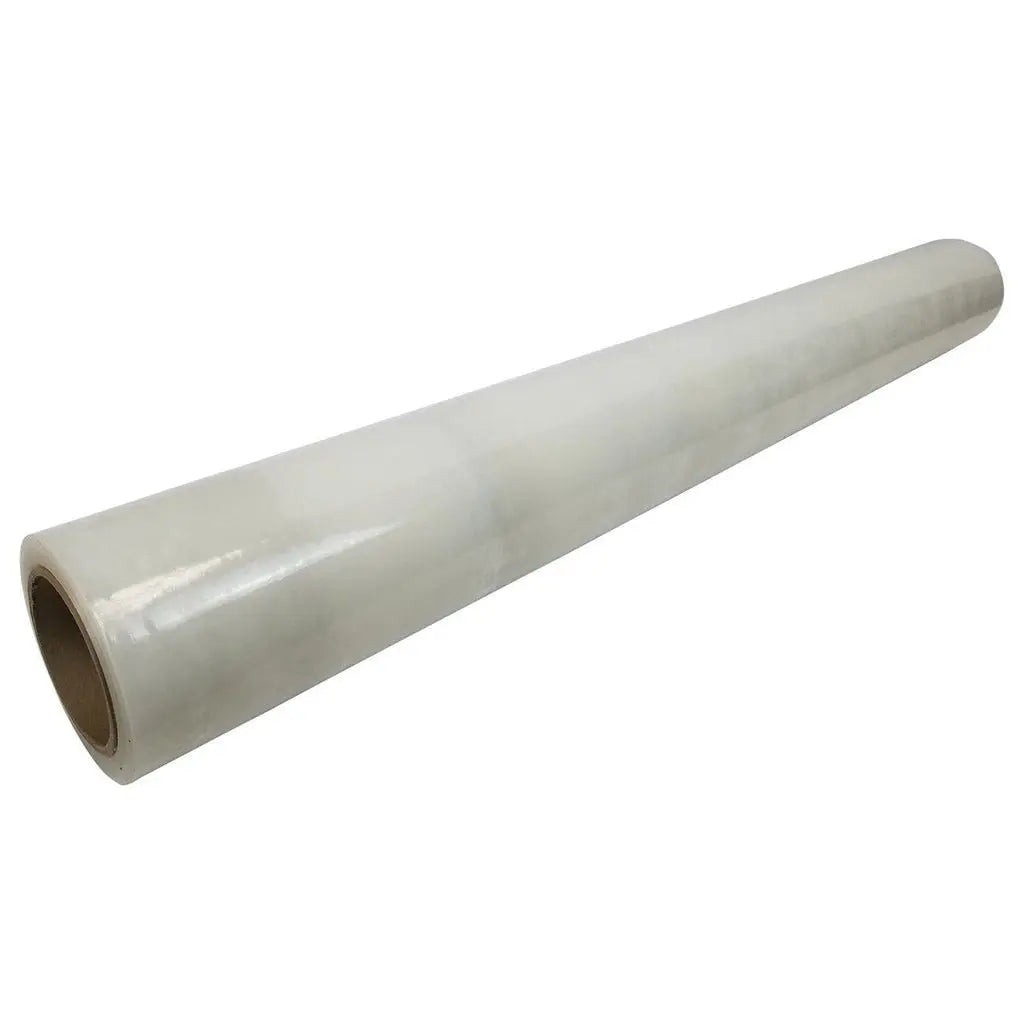 Roll of clear self-adhesive collision wrap on a cardboard core