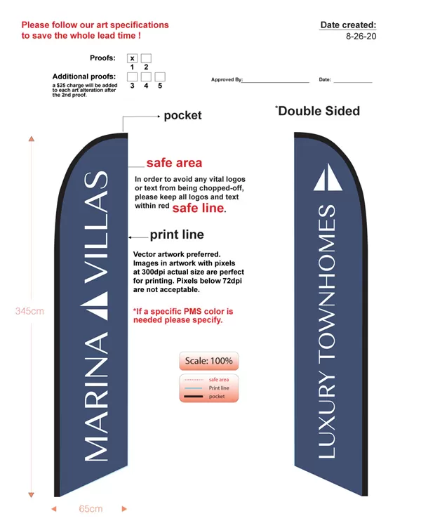 Custom Marina Villas Double Sided Nsfb-style Feather Flag Blue
