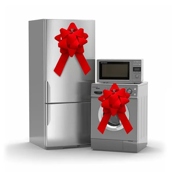 Dimensional appliance display bow with two tails and a suction cup base