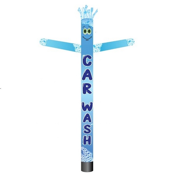 Sky blue Car Wash inflatable tube man, 20-foot installed height