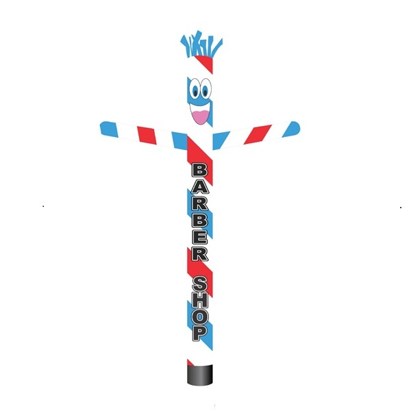 Red, white and blue Barber Shop inflatable tube man, 20-foot installed height