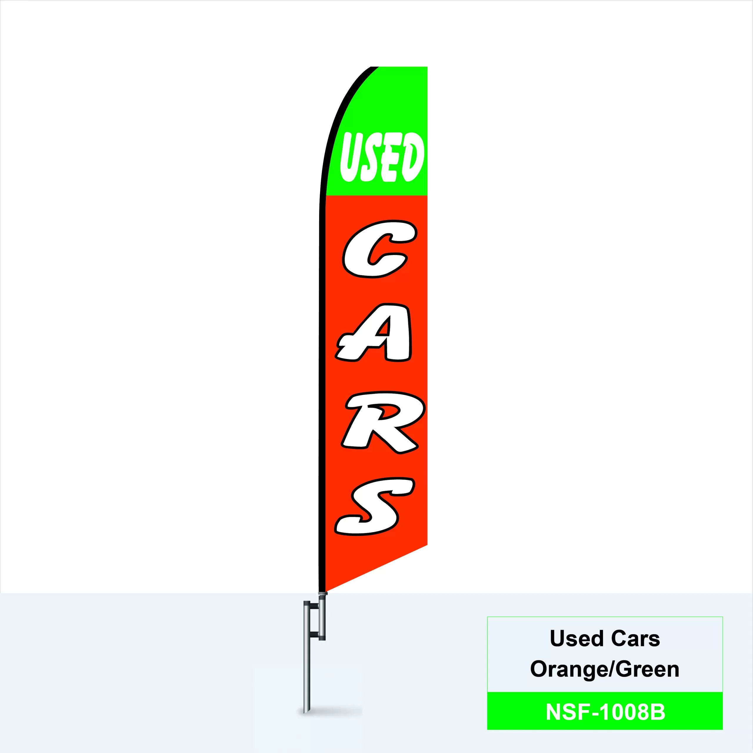 Used Cars - Orange vertical swooper feather flag