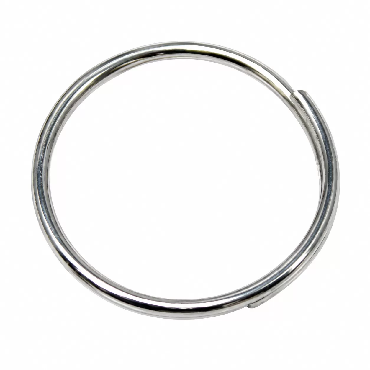 Silver-colored 3/4-inch key rings for attaching keys and identification tags