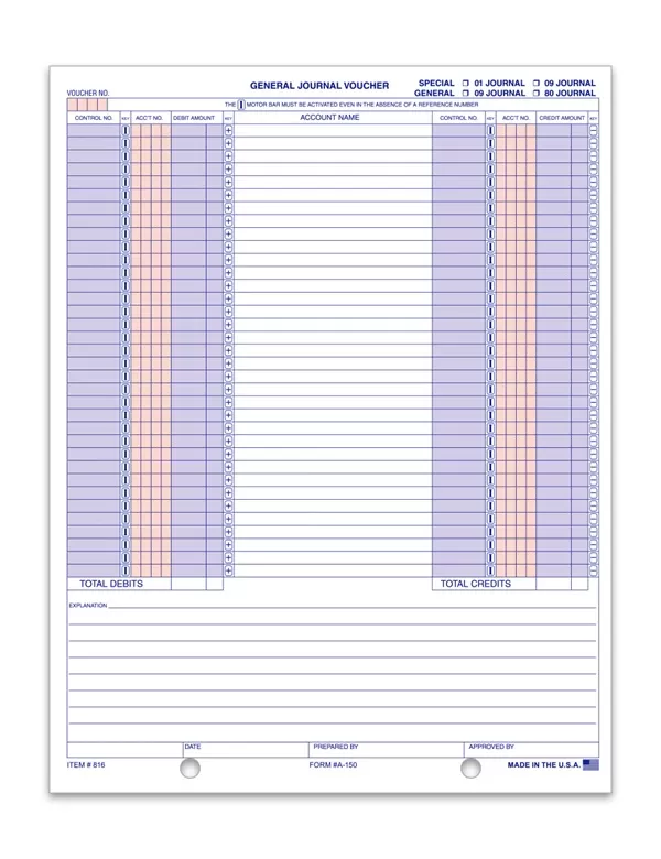 General Journal Voucher A150 product preview