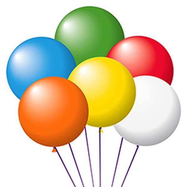 Assorted 17-inch latex balloons in six standard colors