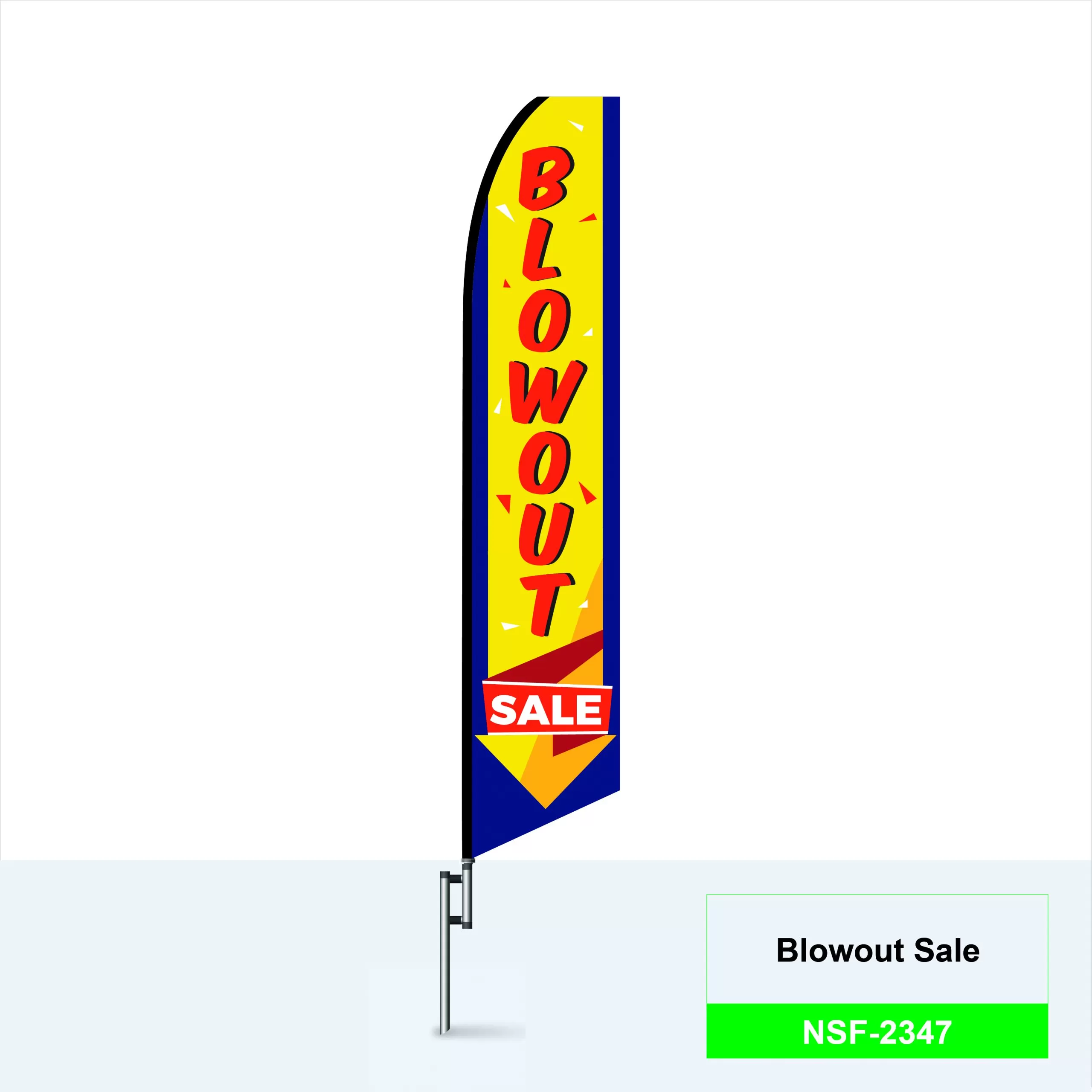 Blowout Sale feather flag in yellow with red lettering, SF2347