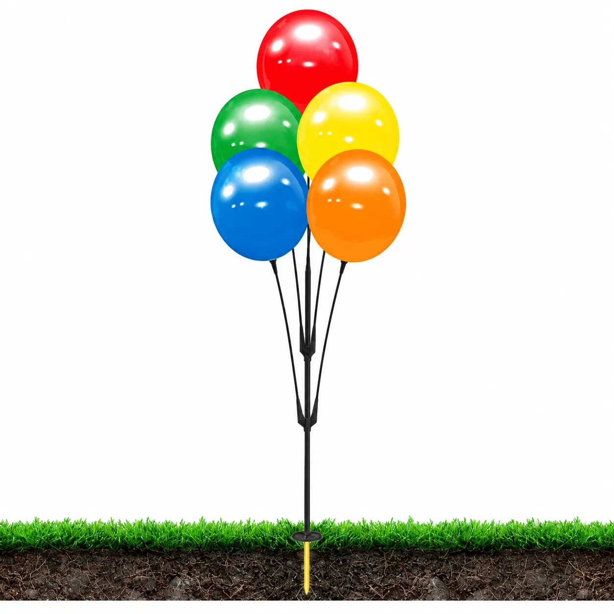Five-color DuraBalloon cluster with standard ground spike and ground plate