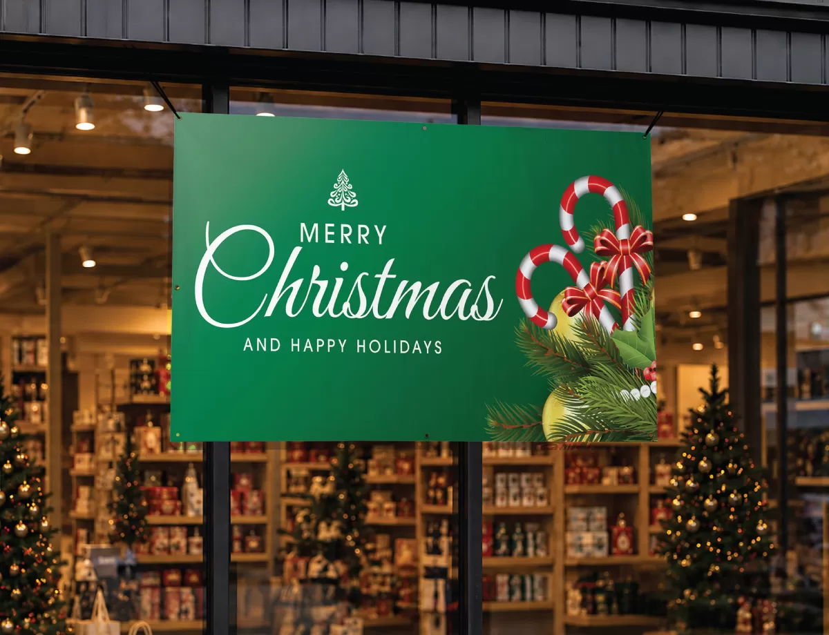 NEW Merry Christmas 3x5ft Vinyl Banner (Green)